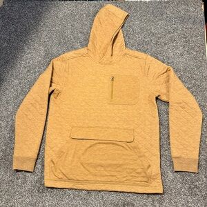 Marmot Pyles Peak Quilted Hoodie Sweatshirt Mens Tan Pullover Kangaroo Pocket M